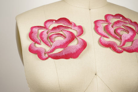 Flower Applique Iron-On Red Pink
