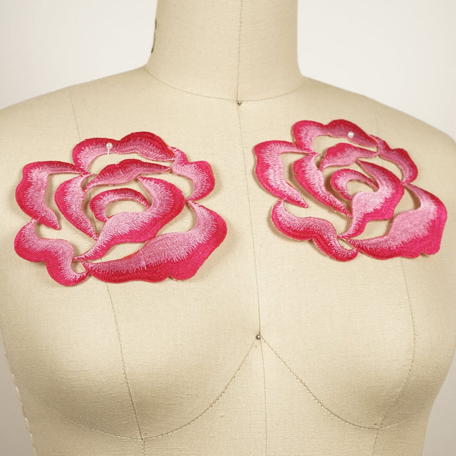 Flower Applique Iron-On Red Pink