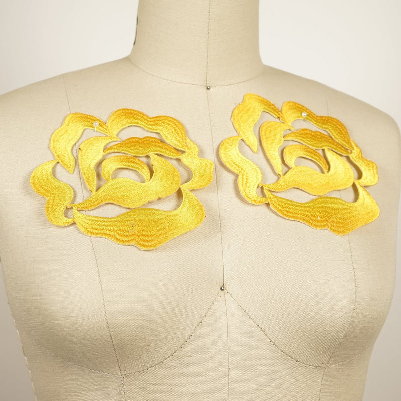 Flower Applique Iron-On Yellow Embroidery Rose