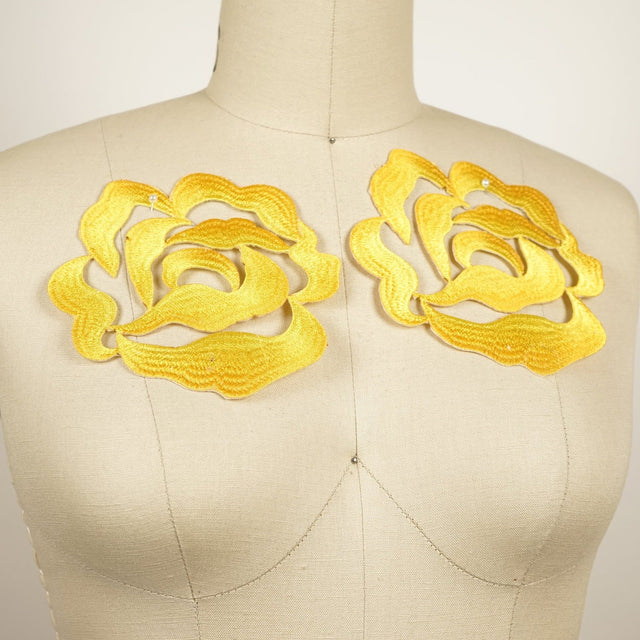 Flower Applique Iron-On Yellow Embroidery Rose