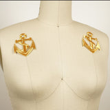 Anchor Iron-On Patch Gold Silver 3in