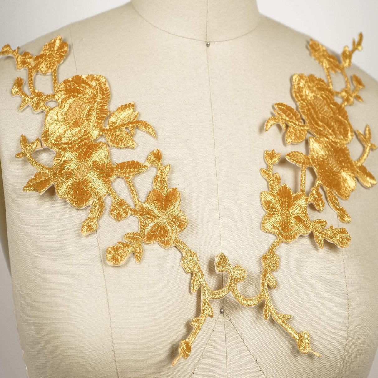 Gold Embroidery Iron-On Flower Patch