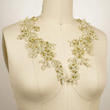 Gold Sequin Beaded Flower Applique Pair