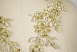 Gold Sequin Beaded Flower Applique Pair