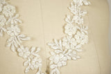 Bridal Applique Ivory Silver Beaded Flowers