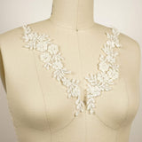 Bridal Applique Ivory Silver Beaded Flowers
