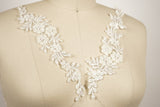 Bridal Applique Ivory Silver Beaded Flowers