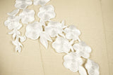 Embroidered Flower Iron-On Patch Pair White