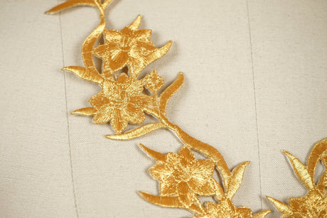 Gold Flower Patch Applique 12.5"