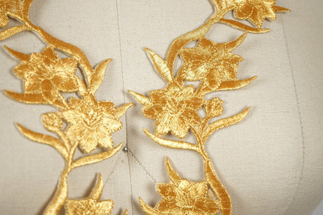 Gold Flower Patch Applique 12.5"