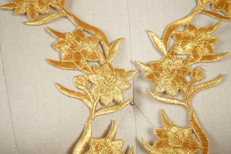 Gold Flower Patch Applique 12.5"