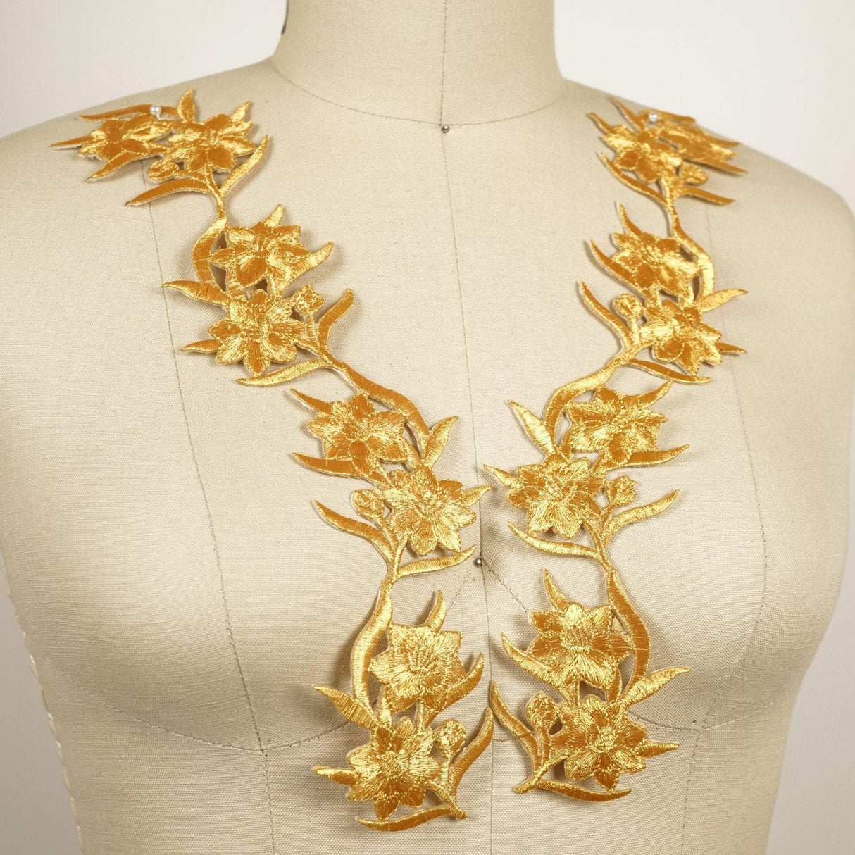 Gold Flower Patch Applique 12.5"