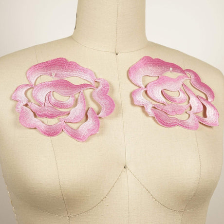 Iron-On Pink Rose Patch