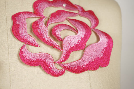 Embroidery Flower Patch Hot Pink Rosey Pink