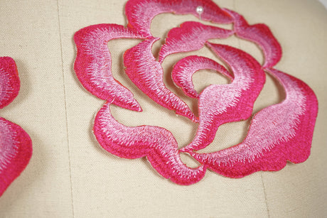 Embroidery Flower Patch Hot Pink Rosey Pink