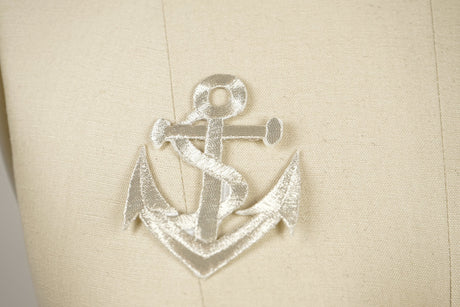 Anchor Iron-On Patch Gold Silver 3in