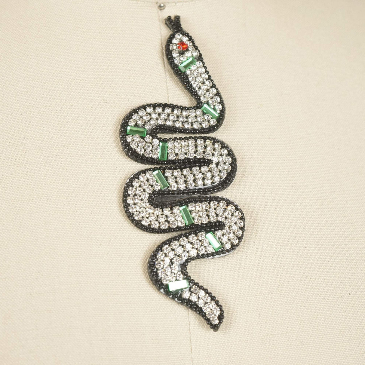 Rhinestone Snake Patch Black