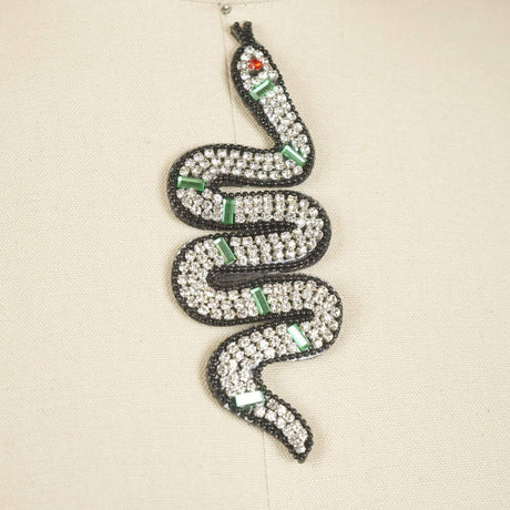 Rhinestone Snake Patch Black