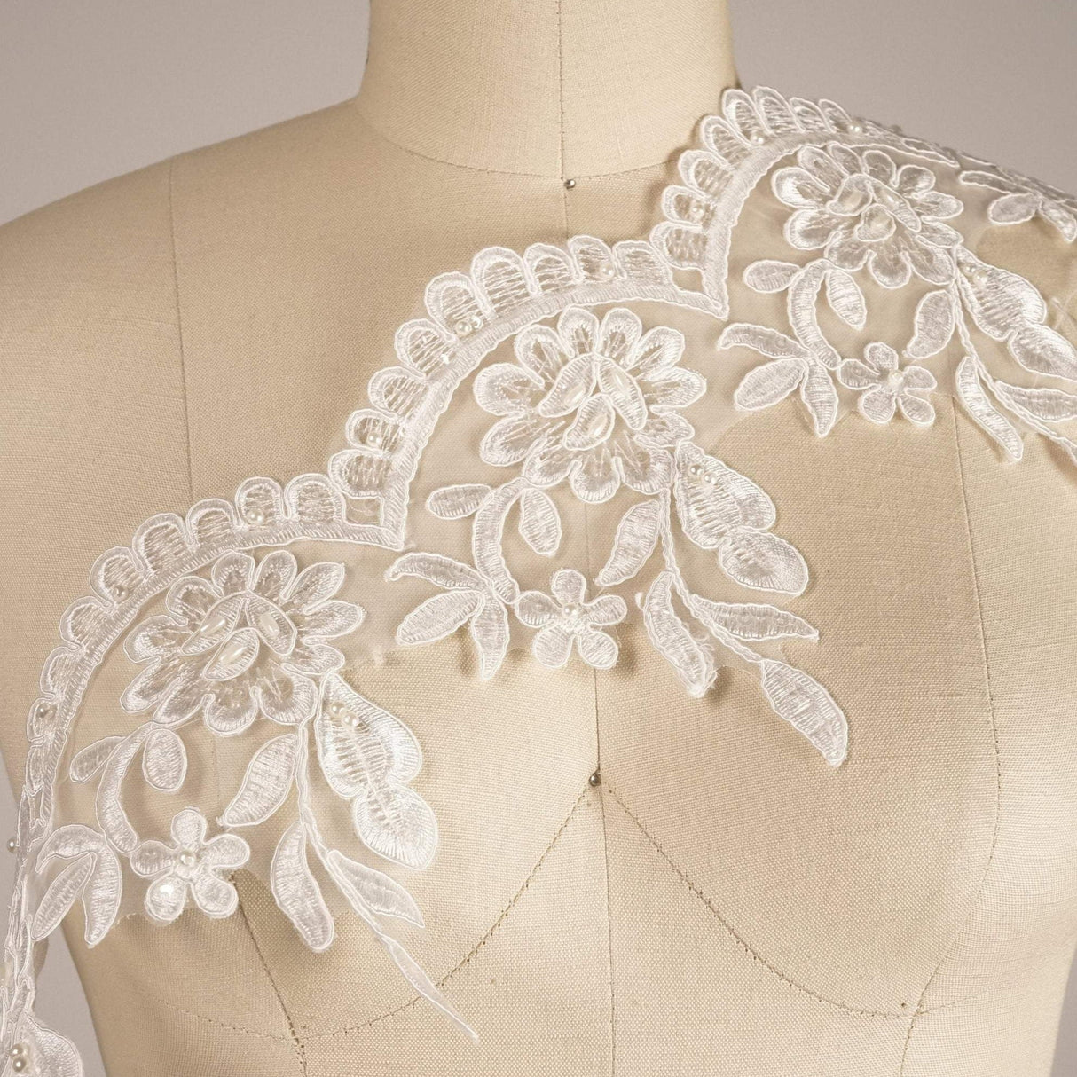 Bridal Lace Trim White Gold Scalloped