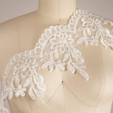 Bridal Lace Trim White Gold Scalloped