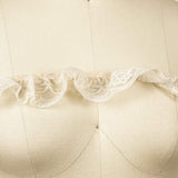 Ruffle Satin Trim Beige Lace Overlay
