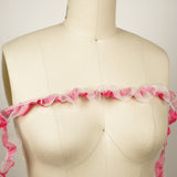Ruffle Satin Trim Hot Pink 1.5in