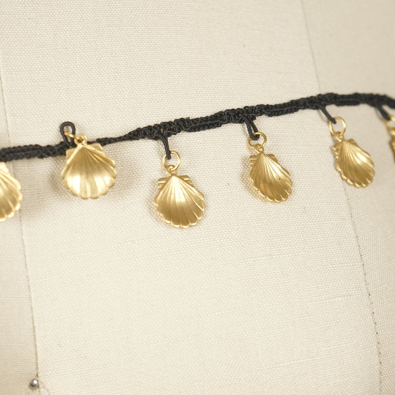 Sea Shell Trim Gold on Black