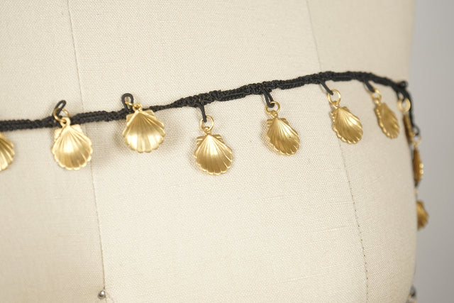 Sea Shell Trim Gold on Black