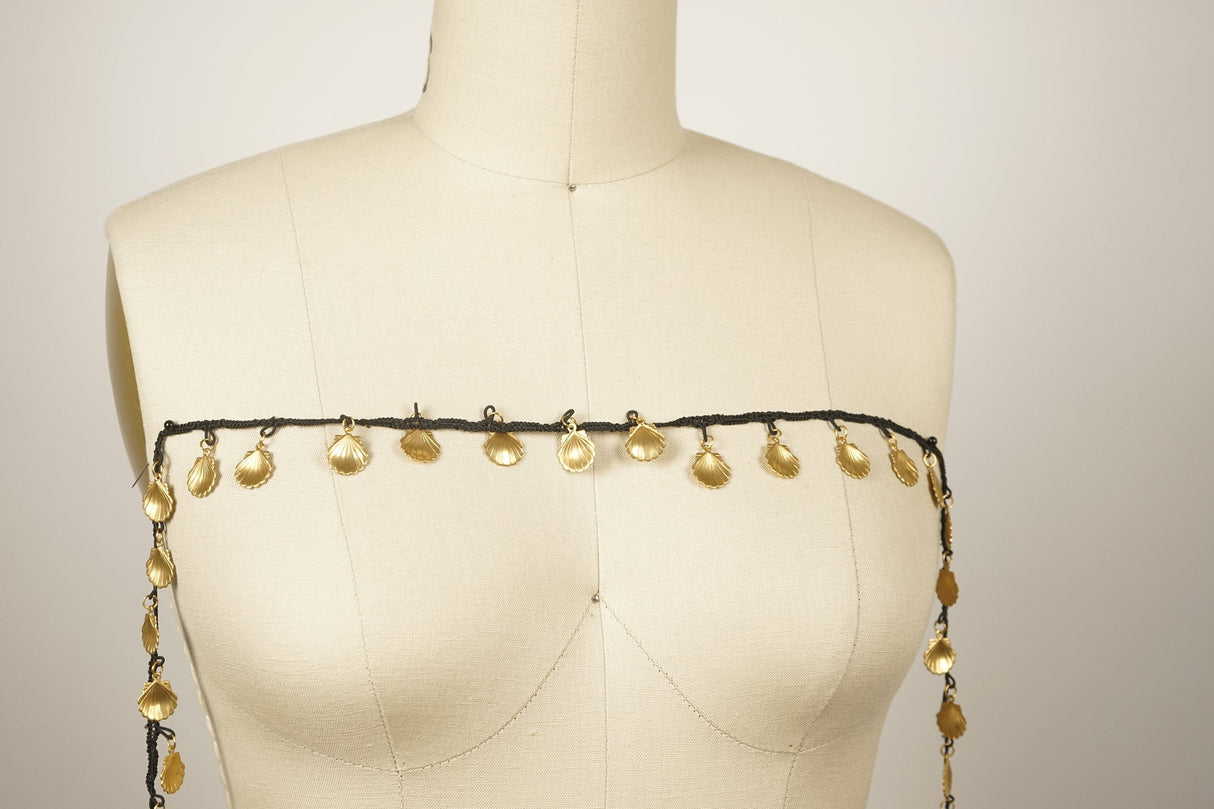 Sea Shell Trim Gold on Black