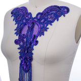 Beaded Fringe Applique Purple
