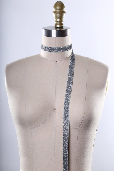 Glitter Elastic Trim Silver 5/8"