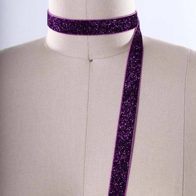 Glitter Elastic Trim Deep Purple 5/8"