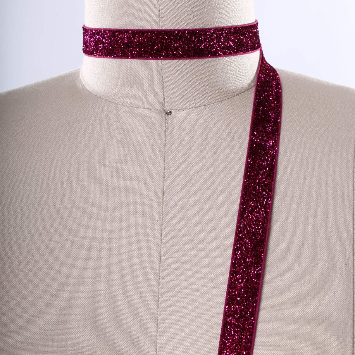 Glitter Elastic Trim Magenta 15mm