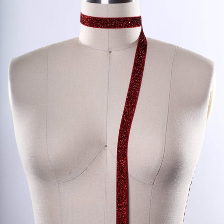 Glitter Elastic Trim Red 5/8 Inch
