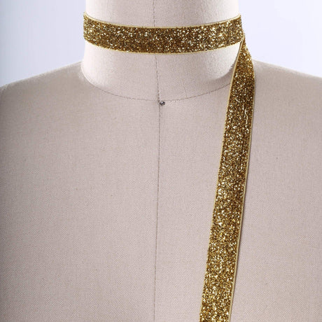 Glitter Elastic Trim Gold 5/8"