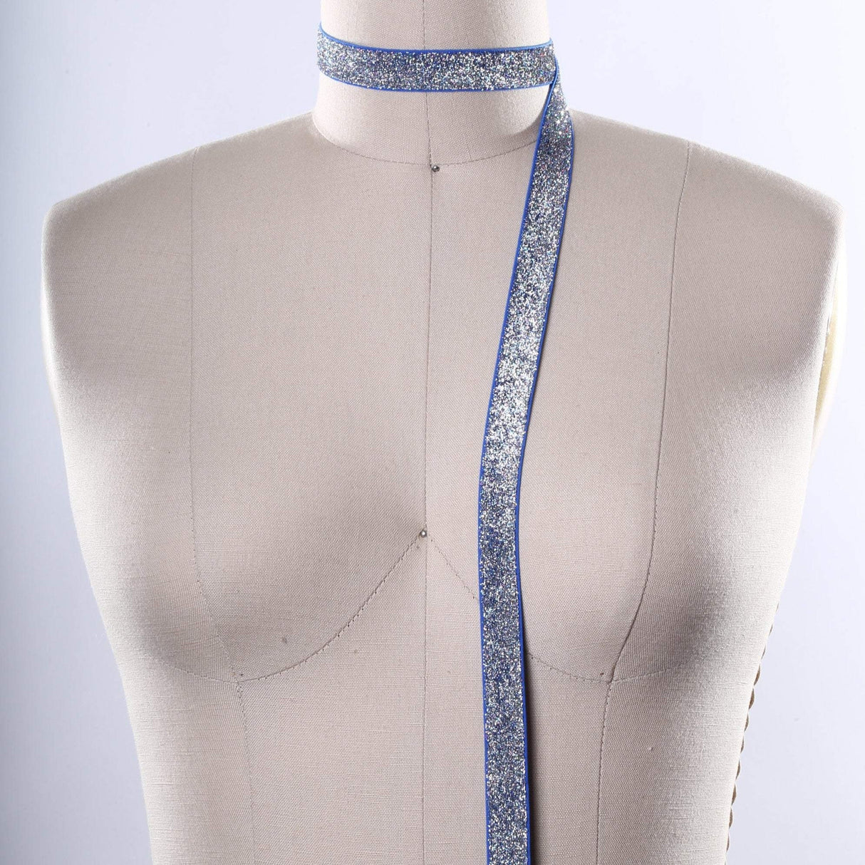 Glitter Elastic Trim Blue Silver 5/8"