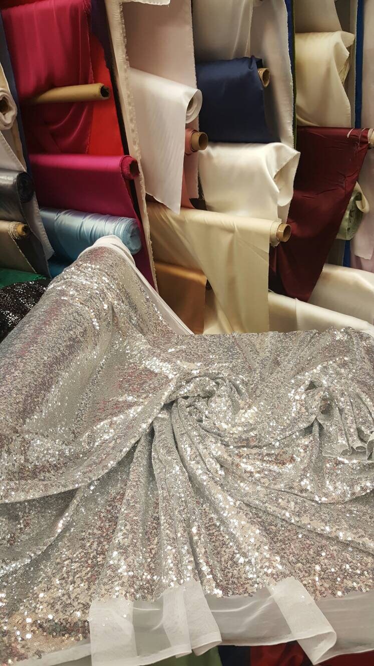 Sequin Mesh Fabric Silver