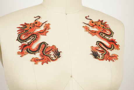 Dragon Embroidery Patch Pair