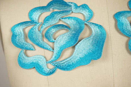 Embroidery Flower Iron-On Patch Blue