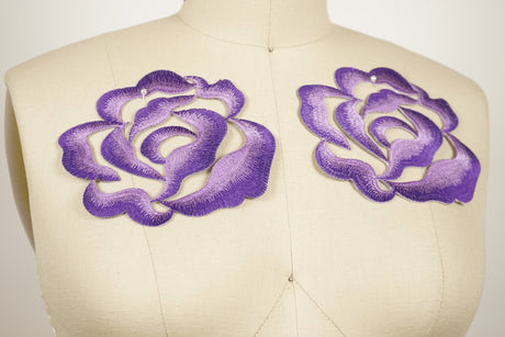 Embroidered Flower Patch Violet Purple 5.5"