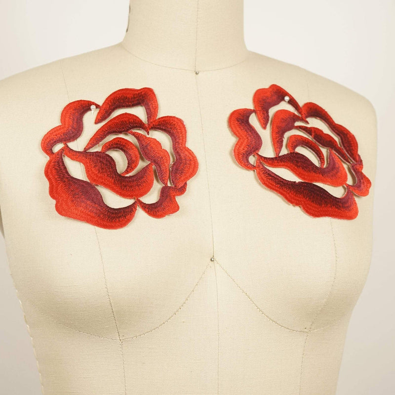 Rose Patch Wine Red Embroidery 5.5 Inch