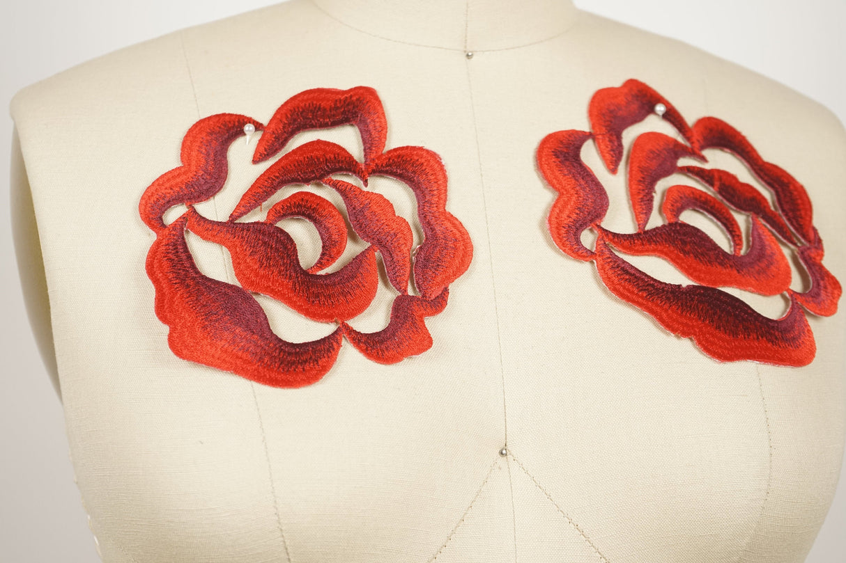 Rose Patch Wine Red Embroidery 5.5 Inch