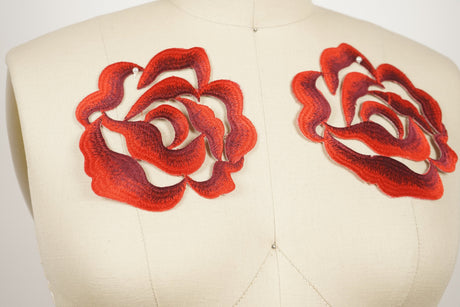Rose Patch Wine Red Embroidery 5.5 Inch