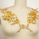 Gold Embroidery Iron-On Flower Patch