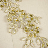 Gold Sequin Beaded Flower Applique Pair