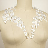Embroidered Flower Iron-On Patch Pair White