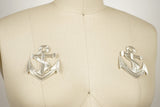 Anchor Iron-On Patch Gold Silver 3in