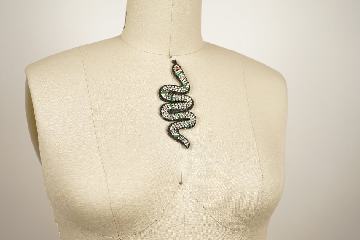 Rhinestone Snake Patch Black