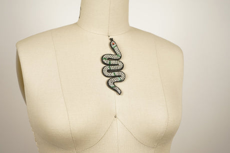 Rhinestone Snake Patch Black