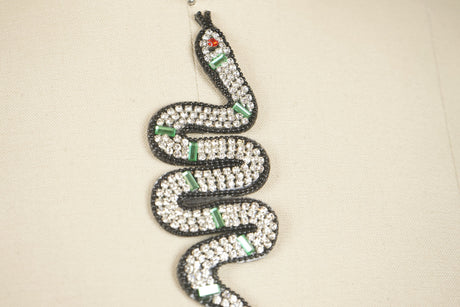 Rhinestone Snake Patch Black